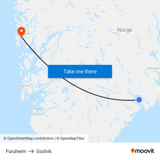 Furuheim to Godvik map