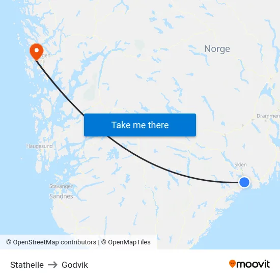 Stathelle to Godvik map
