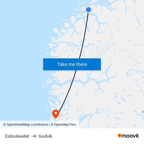 Eidsvikeidet to Godvik map