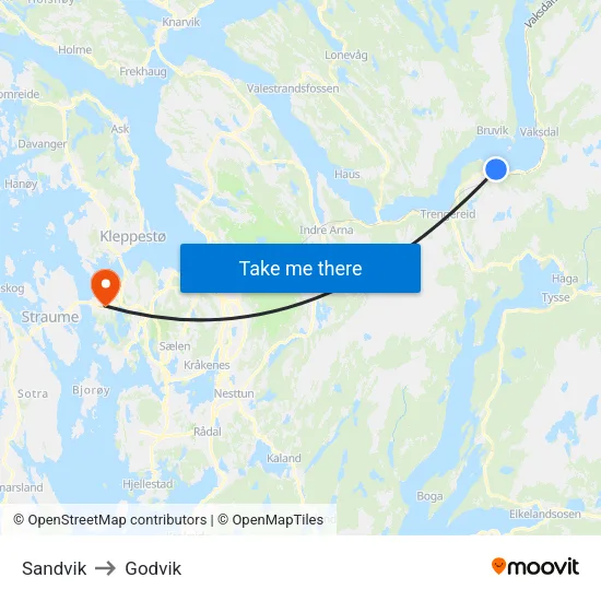 Sandvik to Godvik map