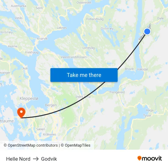 Helle Nord to Godvik map