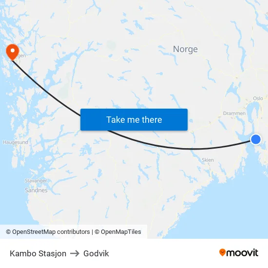 Kambo Stasjon to Godvik map