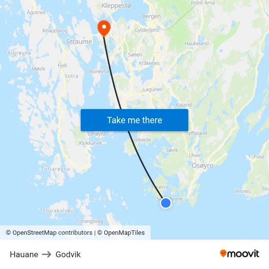 Hauane to Godvik map