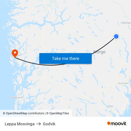Leppa Mosvinga to Godvik map