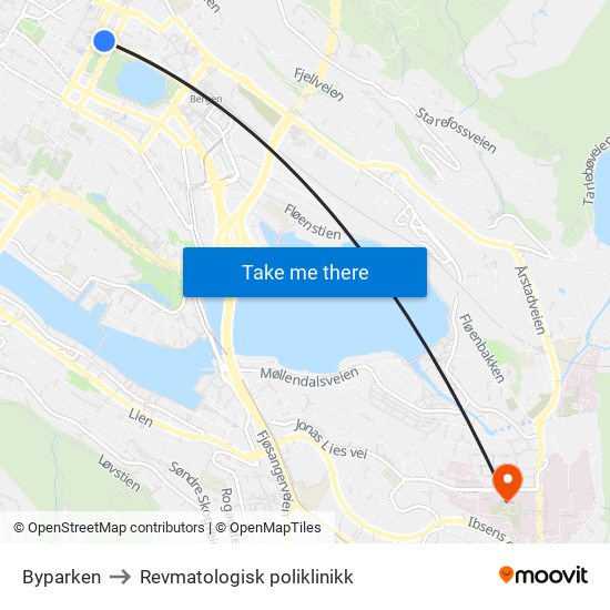 Byparken to Revmatologisk poliklinikk map