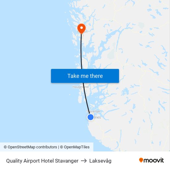 Quality Airport Hotel Stavanger to Laksevåg map