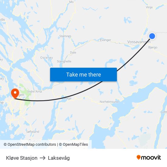 Kløve Stasjon to Laksevåg map