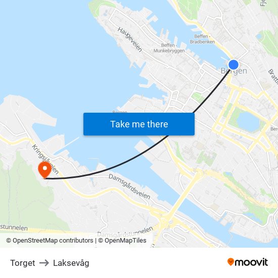 Torget to Laksevåg map