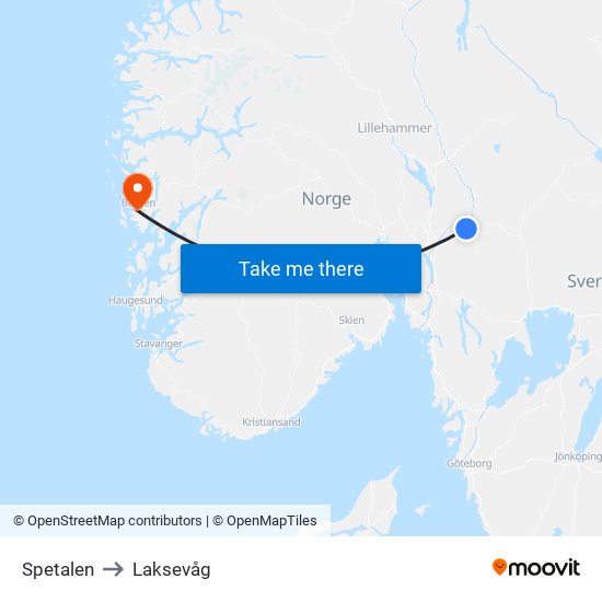 Spetalen to Laksevåg map