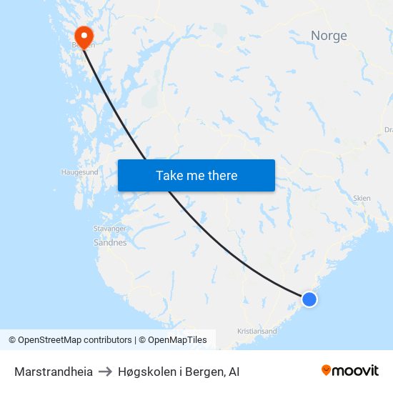 Marstrandheia to Høgskolen i Bergen, AI map