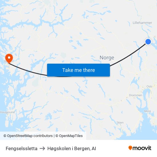 Fengselssletta to Høgskolen i Bergen, AI map
