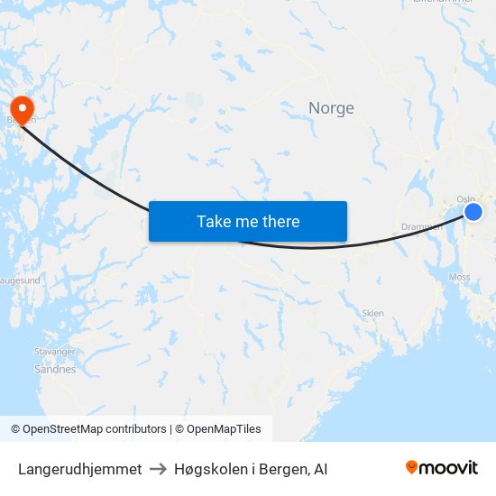 Langerudhjemmet to Høgskolen i Bergen, AI map