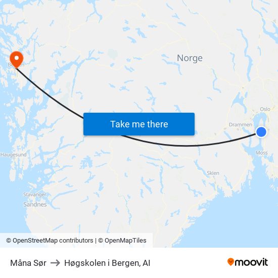 Måna Sør to Høgskolen i Bergen, AI map