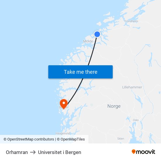 Orhamran to Universitet i Bergen map