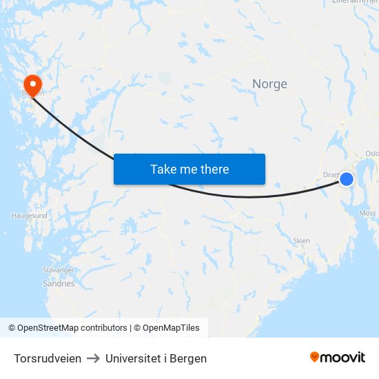 Torsrudveien to Universitet i Bergen map