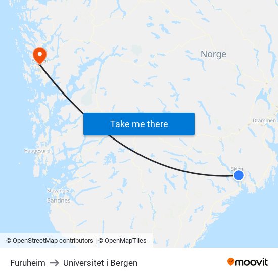 Furuheim to Universitet i Bergen map