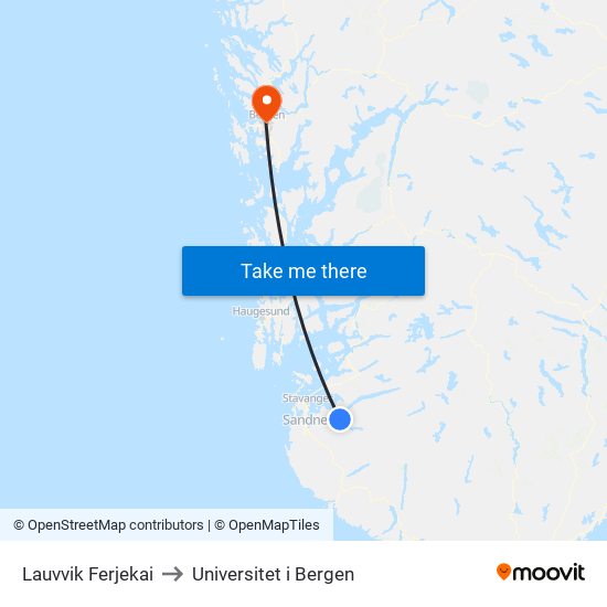 Lauvvik Ferjekai to Universitet i Bergen map