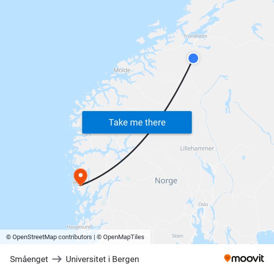 Småenget to Universitet i Bergen map