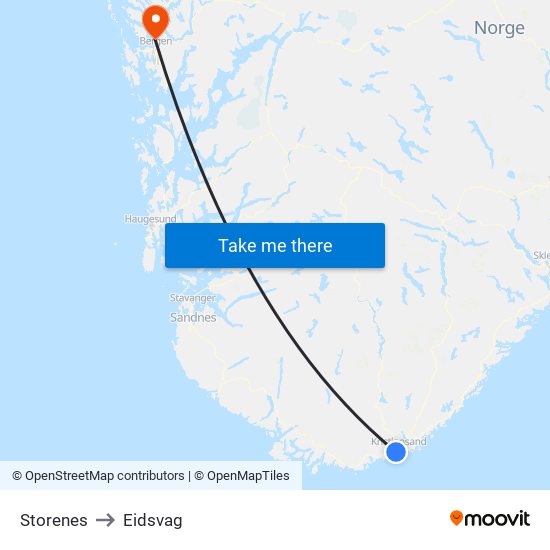 Storenes to Eidsvag map