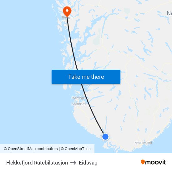 Flekkefjord Rutebilstasjon to Eidsvag map