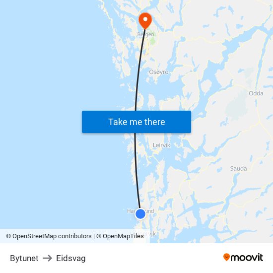 Bytunet to Eidsvag map