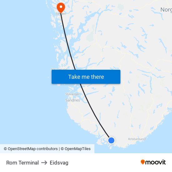 Rom Terminal to Eidsvag map