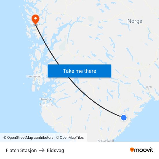 Flaten Stasjon to Eidsvag map