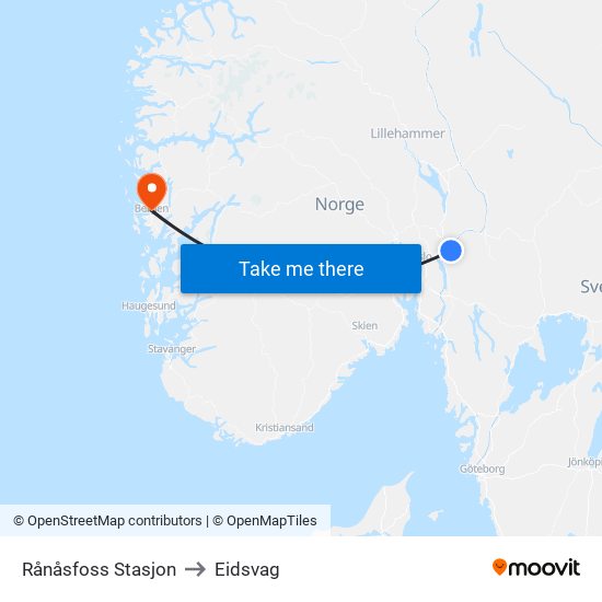 Rånåsfoss Stasjon to Eidsvag map