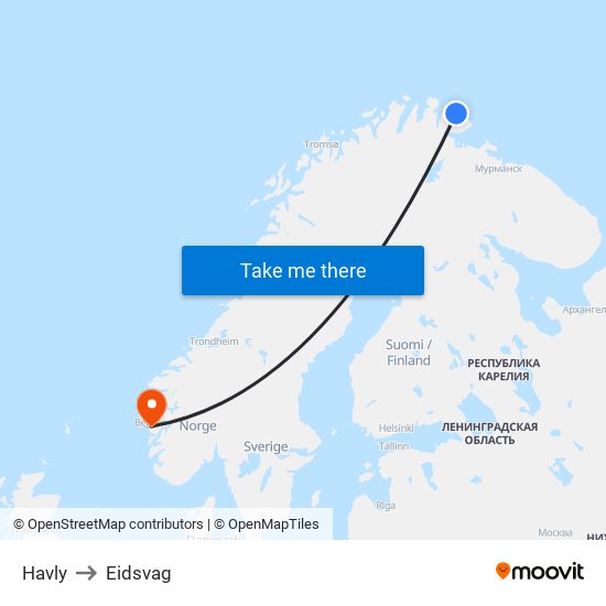 Havly to Eidsvag map