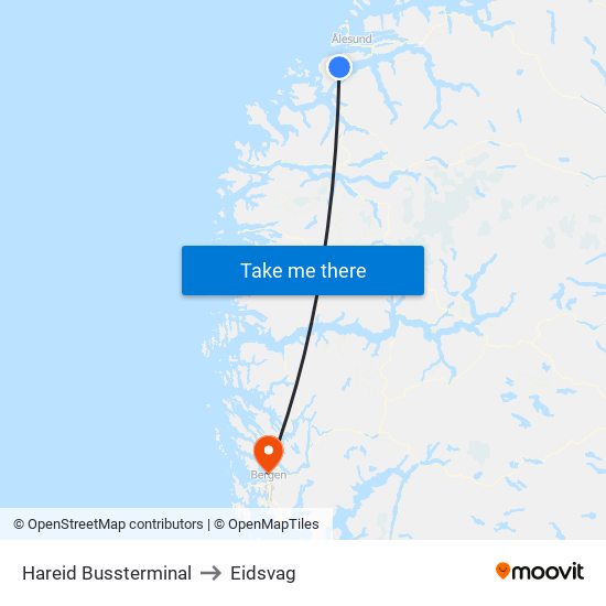 Hareid Bussterminal to Eidsvag map