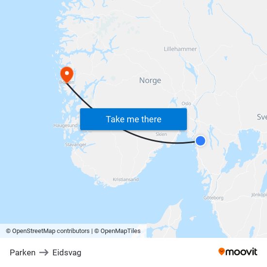 Parken to Eidsvag map