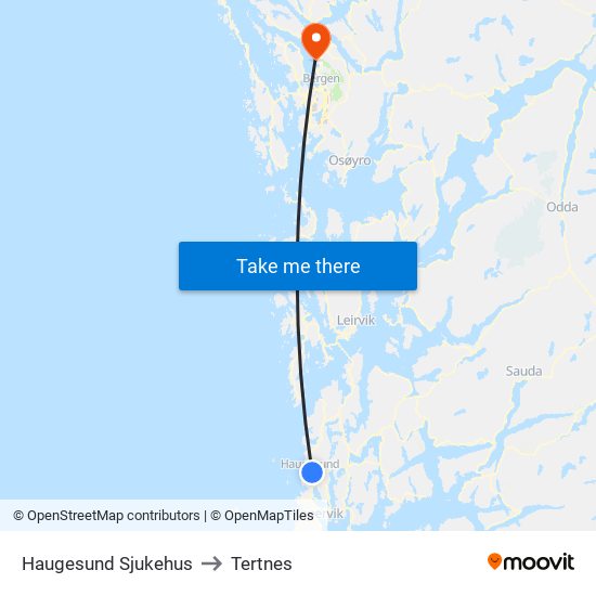 Haugesund Sjukehus to Tertnes map