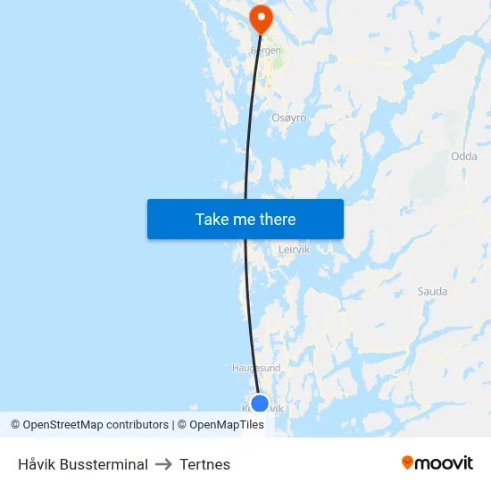 Håvik Bussterminal to Tertnes map
