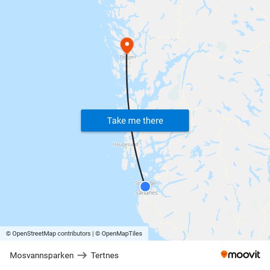 Mosvannsparken to Tertnes map