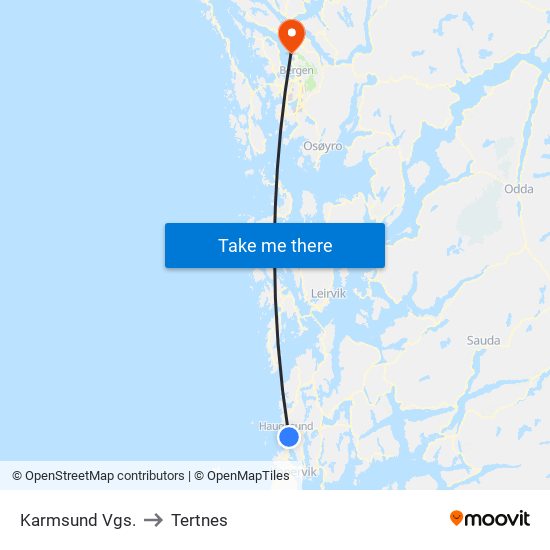 Karmsund Vgs. to Tertnes map