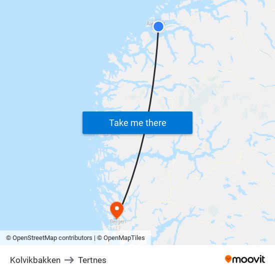 Kolvikbakken to Tertnes map