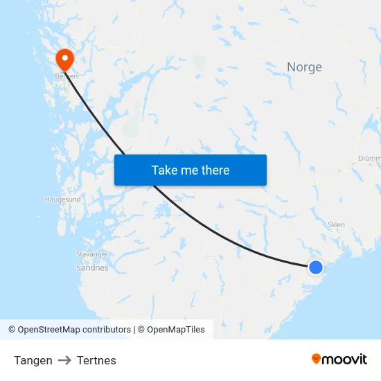 Tangen to Tertnes map