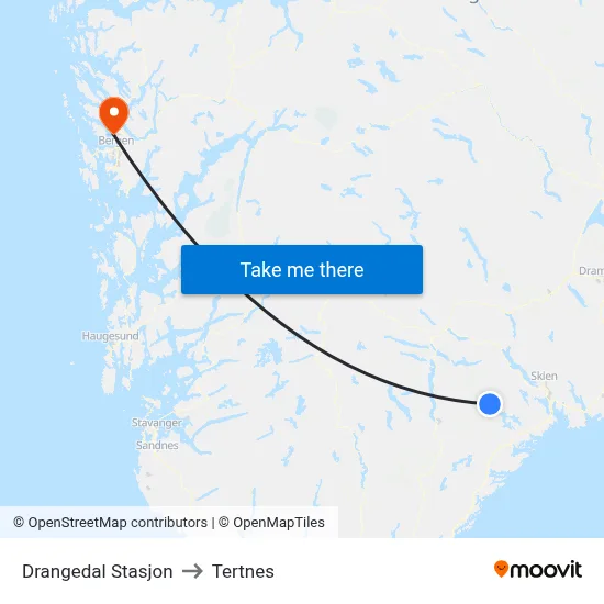 Drangedal Stasjon to Tertnes map