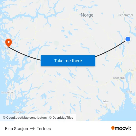 Eina Stasjon to Tertnes map