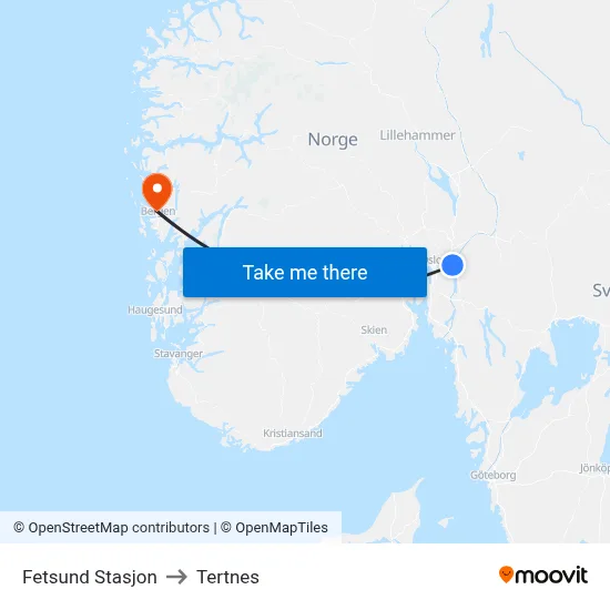 Fetsund Stasjon to Tertnes map