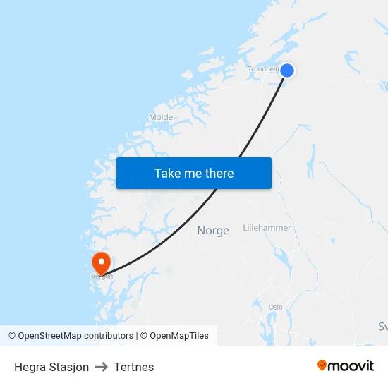 Hegra Stasjon to Tertnes map