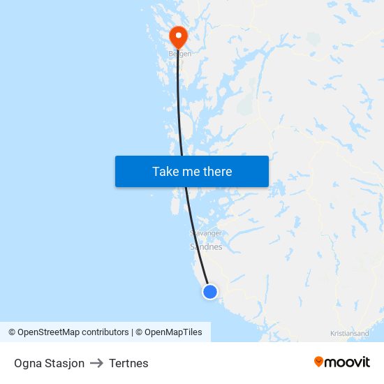 Ogna Stasjon to Tertnes map