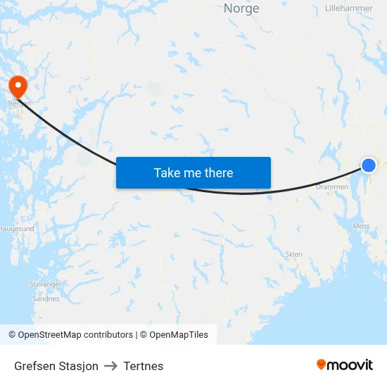 Grefsen Stasjon to Tertnes map