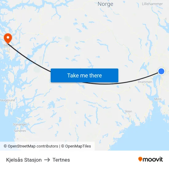 Kjelsås Stasjon to Tertnes map