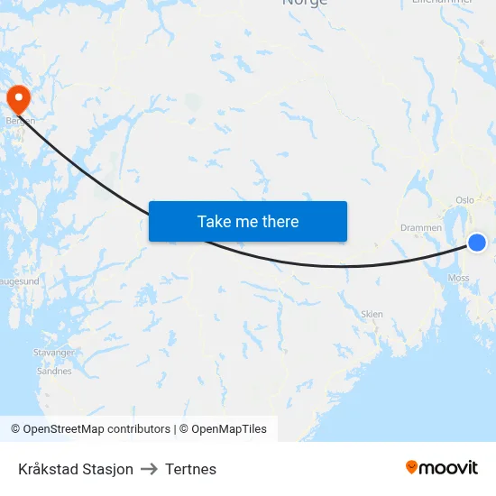 Kråkstad Stasjon to Tertnes map