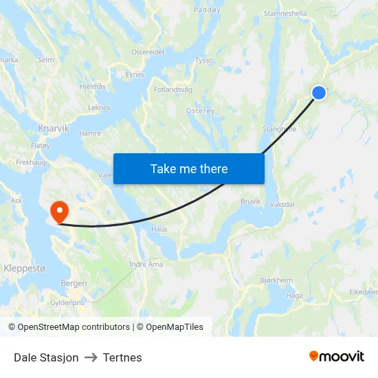 Dale Stasjon to Tertnes map