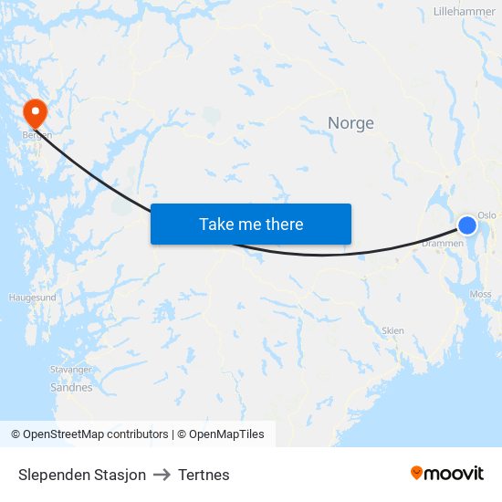 Slependen Stasjon to Tertnes map