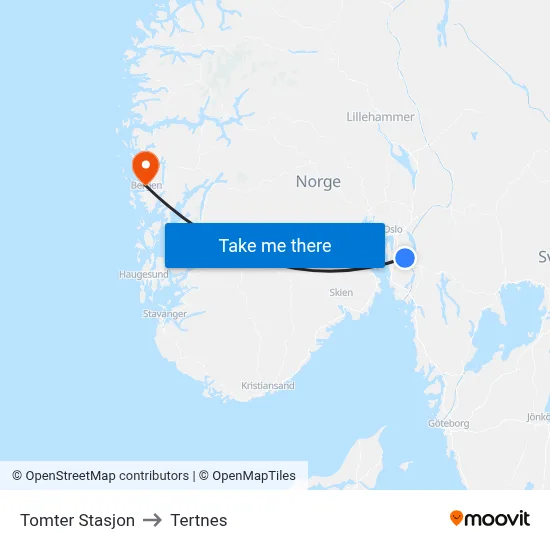 Tomter Stasjon to Tertnes map