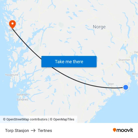 Torp Stasjon to Tertnes map