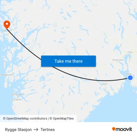 Rygge Stasjon to Tertnes map
